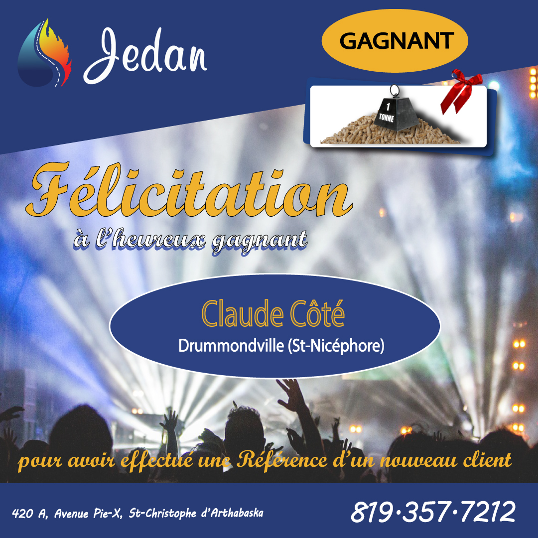 Gagnant 1 tonne de granule - RÉFÉRENCE CLIENT-